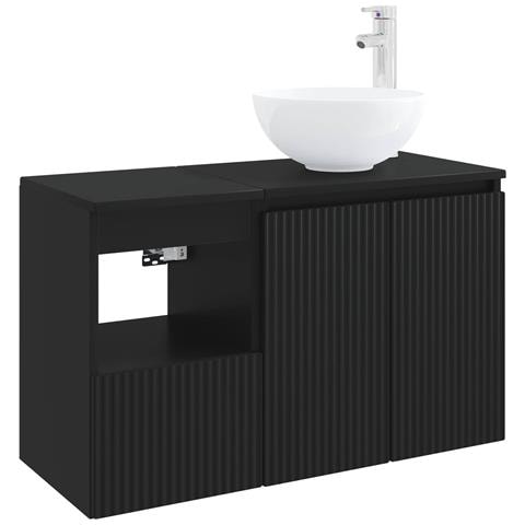 Set di mobili per il bagno 2 pz Nero Legno ingegnerizzato - Foto 1