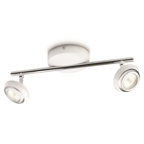 Sepia Barra Faretto 2 Luci Led Metallo Bianco Con Dettaglio Cromo - Foto 1