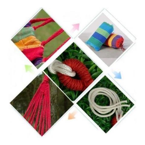 Amaca Da Giardino 200 Kg Max Portatile Con Sacco Cotone Campeggio Vacanze Relax Blu / verde / celeste - Foto 2