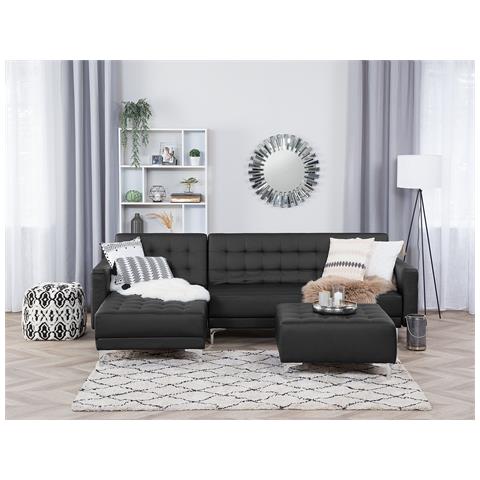 Divano Letto Angolare In Pelle Sintetica Nera Versione Destra Aberdeen - Foto 33