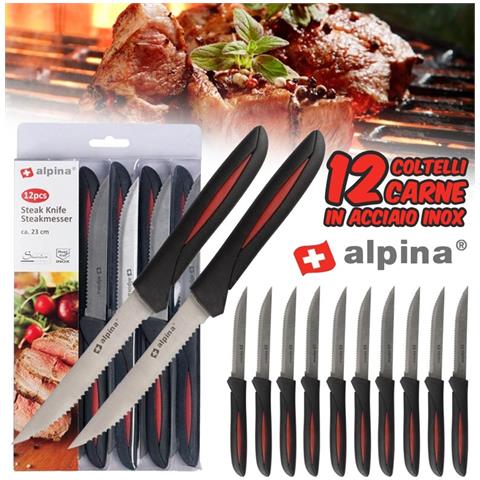 12 Coltelli Per Carne In Acciaio Inox 22,8 Cm Coltello Bistecca Barbecue - Foto 1