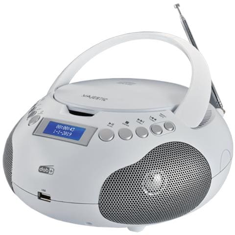 Boom Box Portatile AH-265 DAB Lettore CD Audio / MP3 con Radio Digitale DAB / DAB+ USB / AUX-IN - Bianco - Foto 1