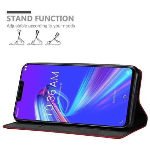 Custodia Compatibile Con Asus Zenfone Max M2 In Rosso Mela - Coperchio Protettiva Con Chiusura Magnetica, Funzione Stand E Tasca Per Le Carte - Foto 5