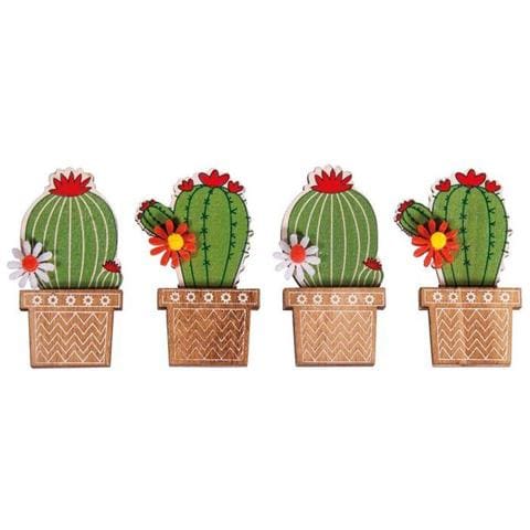 4 Adesivi In ? ? legno Cactus 6,1 Cm - Foto 1