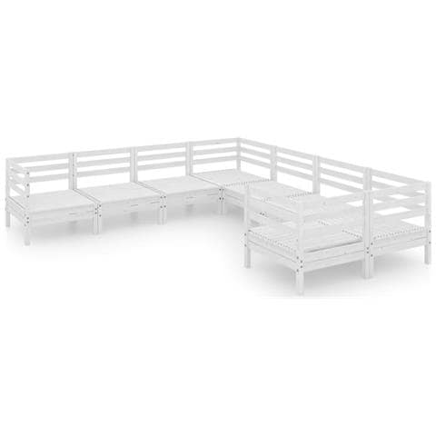 Set Divani Da Giardino 8 Pz Bianco In Legno Massello Di Pino - Foto 1