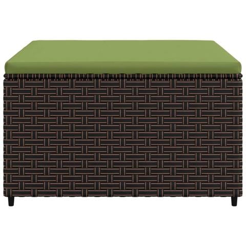 Poggiapiedi Da Giardino Con Cuscino In Polyrattan Marrone - Foto 2