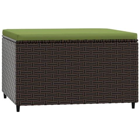 Poggiapiedi Da Giardino Con Cuscino In Polyrattan Marrone - Foto 1