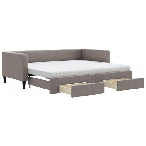 Divano Letto Estraibile Con Cassetti Tortora 90x200 Cm Tessuto - Foto 1