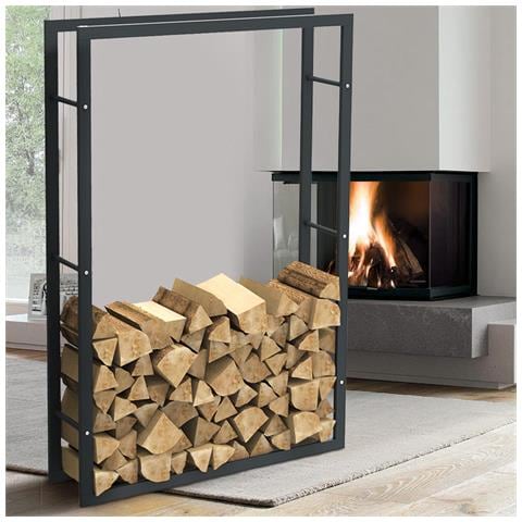 Portalegna Supporto Metallo Porta Legna Interno Legnaia Camino Stufa 150x100x25 - Foto 1