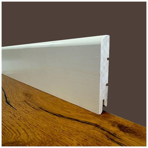 100ml Di Battiscopa Premium In Legno Massello Bc 91x15 Laccato Bianco Liscio - Foto 1