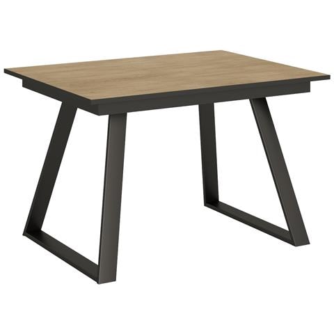 Tavolo Allungabile 90x120/180 Cm Bernadette Telaio Antracite - Quercia Natura - Foto 6