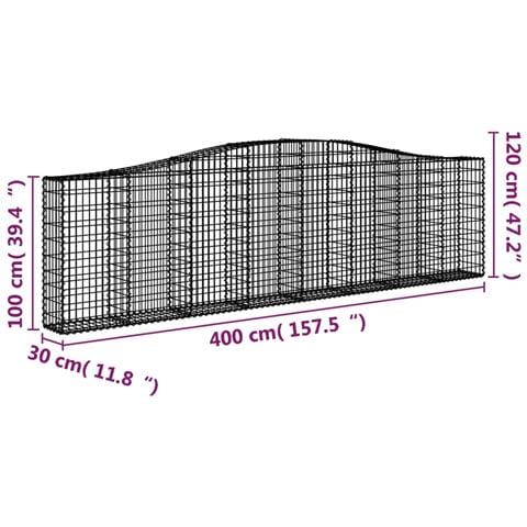 Cesto Gabbione ad Arco 400x30x100/120 cm Ferro Zincato - Foto 4