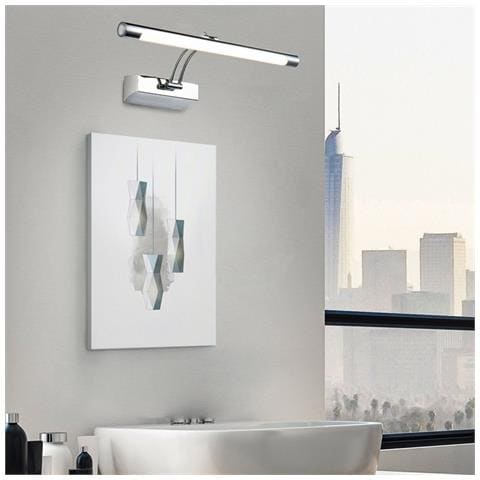 Applique Da Parete Moderno Fino Metallo Cromo 1 Luce Led 12,1w - Foto 3