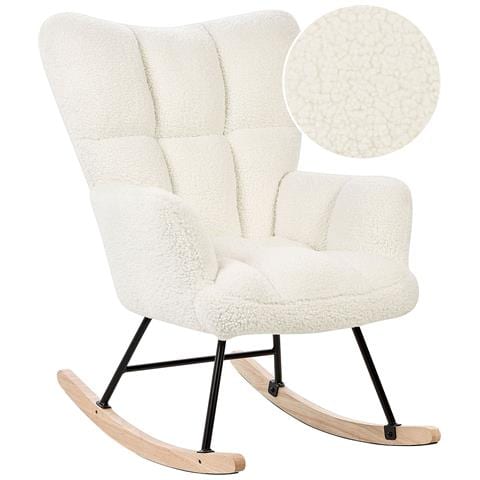 Sedia A Dondolo Bouclé Bianco Oulu - Foto 2