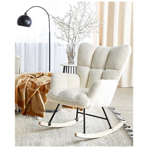 Sedia A Dondolo Bouclé Bianco Oulu - Foto 1