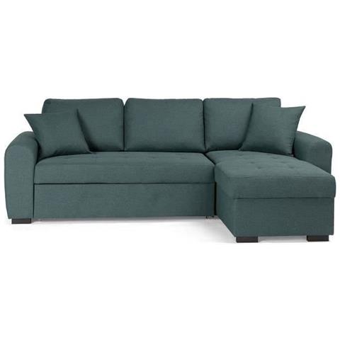 Divano Angolare Trasformabile Reversibile A 4 Posti - Tessuto Verde - 244 X 151 X 90 - Hamilton - Foto 1