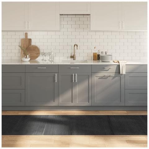 Tappeto Rettangolare Grigio 80x400 Cm In Bambù - Foto 1