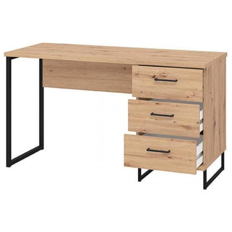 Scrivania Porta Pc 140x60 Cm In Legno E Metallo Con 3 Cassetti Iron Desk - Foto 2