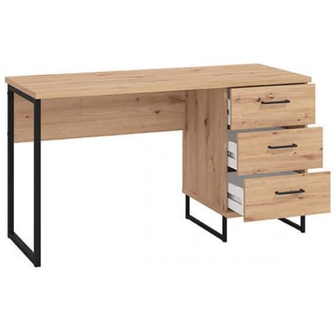 Scrivania Porta Pc 140x60 Cm In Legno E Metallo Con 3 Cassetti Iron Desk - Foto 1