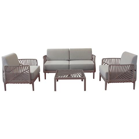 Ash - Salotto Con Divano 2 Posti Da Giardino In Polipropilene - Foto 1