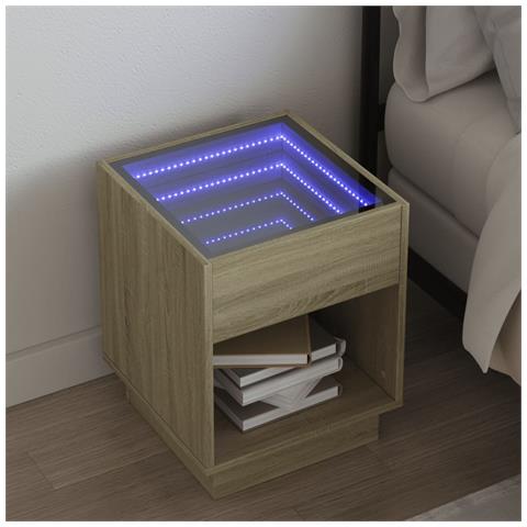 Comodino Con Led Infinity Rovere Sonoma 40x40x50 Cm - Foto 1
