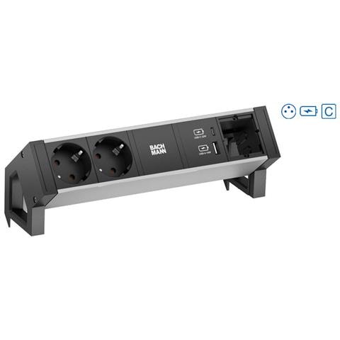 Desk 2 Alu Prolunghe E Multiple 2 Presa (e) Ac Interno Alluminio, Nero - Foto 1