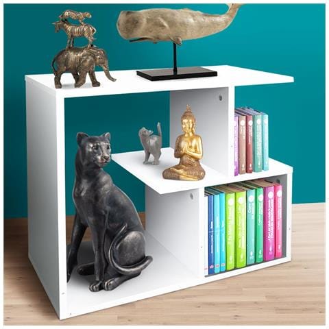 Libreria Tavolino Divano Design Moderno 5 Ripiani 60x30x50cm Casa Ufficio Bianco - Foto 5