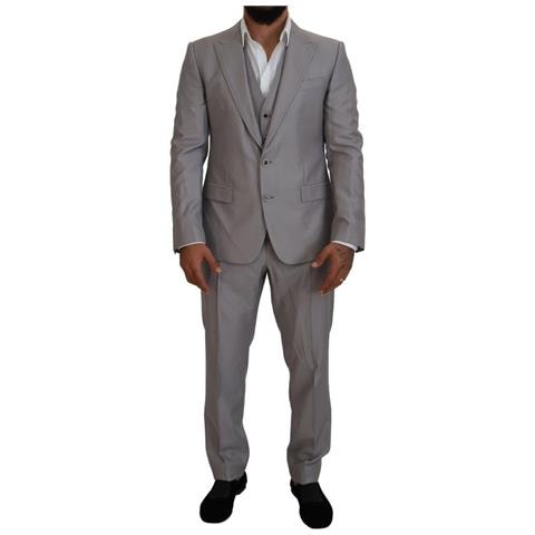 Abito Slim Fit 3 Pezzi In Lana Seta Argento - It52 - L - Foto 1