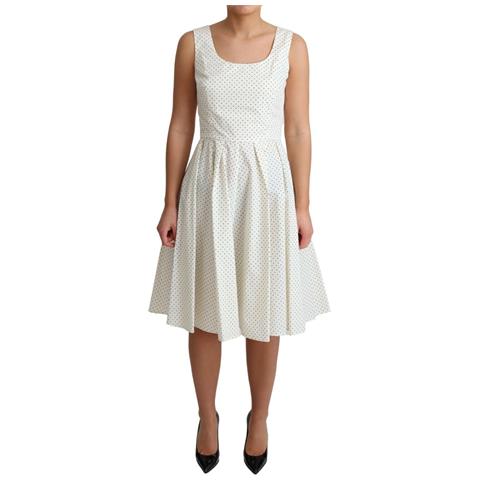 Abito A Trapezio In Cotone Bianco A Pois - It42-m - Foto 1