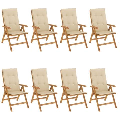 Sedie da Giardino Reclinabili con Cuscini 8 pz in Legno di Teak - Foto 1