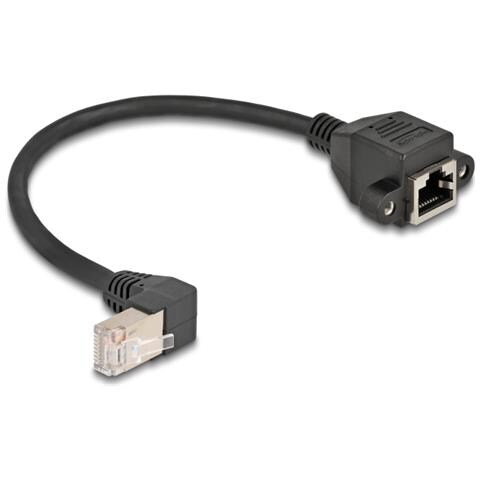 Cavo di prolunga di rete S /FTP RJ45 maschio angolato a 90° per RJ45 femmina integrato Cat. 6A 0,25 m nero - Foto 3