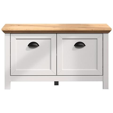 Panca Con Portaoggetti Landside - Bianco - Truciolare Melaminico - 91x49x41 Cm - Foto 1