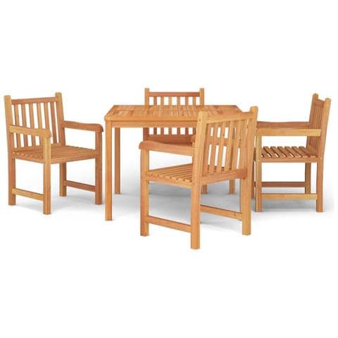 Set Da Pranzo Per Giardino 5 Pz In Legno Massello Di Teak - Foto 2