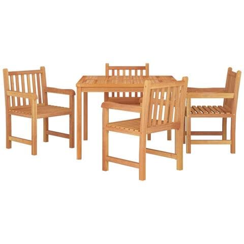 Set Da Pranzo Per Giardino 5 Pz In Legno Massello Di Teak - Foto 3