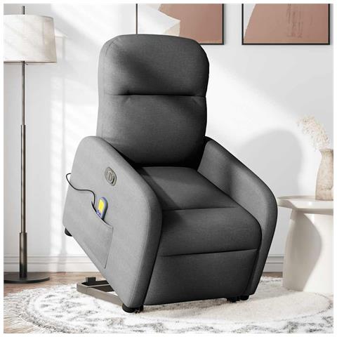 Poltrona Alzapersona Massaggi Elettrica Grigio Scuro Tessuto - Foto 2