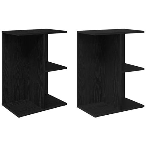 Comodini 2 Pz Rovere Nero 46,5x29x61 Cm In Legno Multistrato - Foto 2