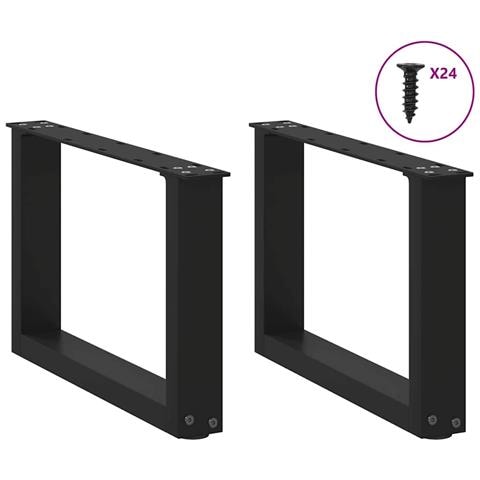 Gambe Tavolino Da Caffè A U 2 Pz Nero 50x(30-31) Cm In Acciaio - Foto 3
