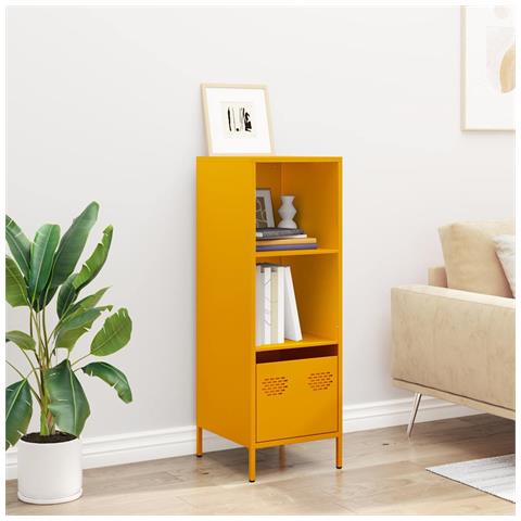 Credenza Giallo Senape 35x39x103,5 Cm In Acciaio - Foto 3