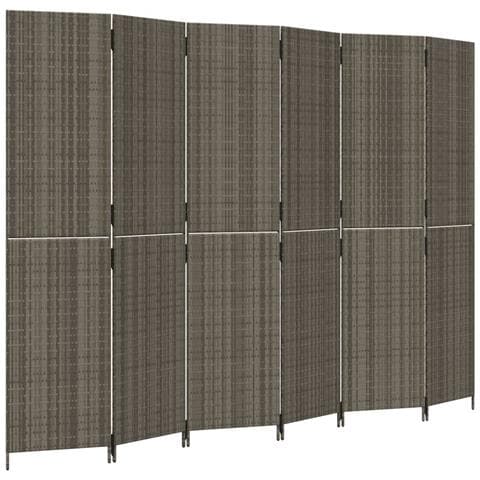 Divisorio Per Ambienti A 6 Pannelli Grigio In Polyrattan - Foto 2
