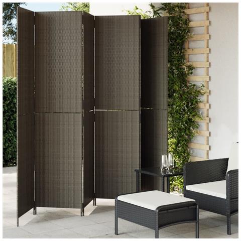 Divisorio Per Ambienti A 6 Pannelli Grigio In Polyrattan - Foto 1