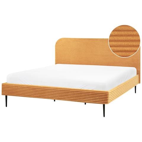 Letto Velluto A Coste Flayat 180 X 200 Cm Arancione - Foto 2