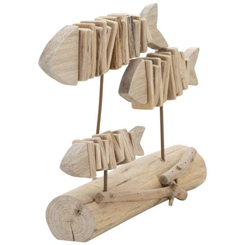 Scultura Pesce 11 - Marrone - Legno - 37x10x24 Cm - Foto 2