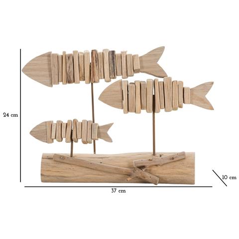 Scultura Pesce 11 - Marrone - Legno - 37x10x24 Cm - Foto 7