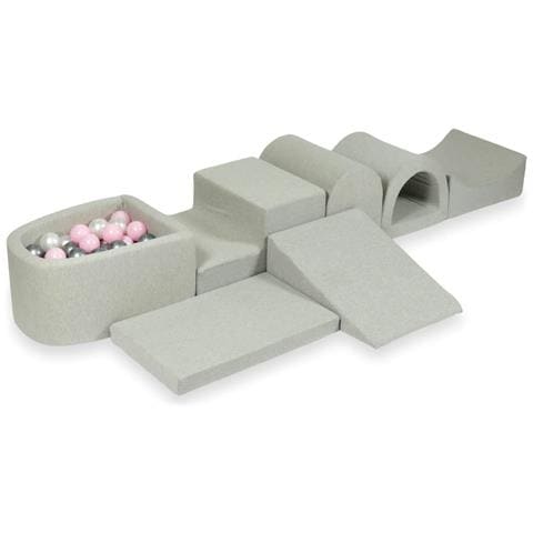 Grootste Foam Speelset Met Microzwembad Lichtgrijs Met Ballen 100 Stuks (parel, Zilver, Lichtroze) - Foto 1