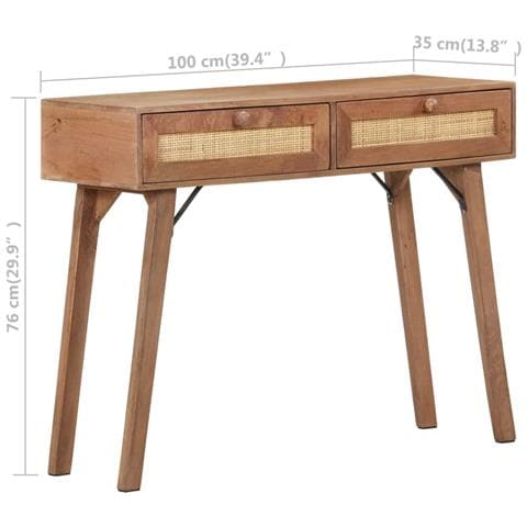 Tavolo Consolle 100x35x76 Cm In Legno Massello Di Mango - Foto 8