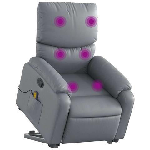 Lusso Casadino -  Poltrona Alzapersona Reclinabile Massaggio Grigio Similpelle - Foto 2