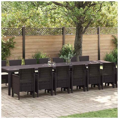 Set da Pranzo per Giardino 15 pcs Marrone Rattan Polt - Foto 2