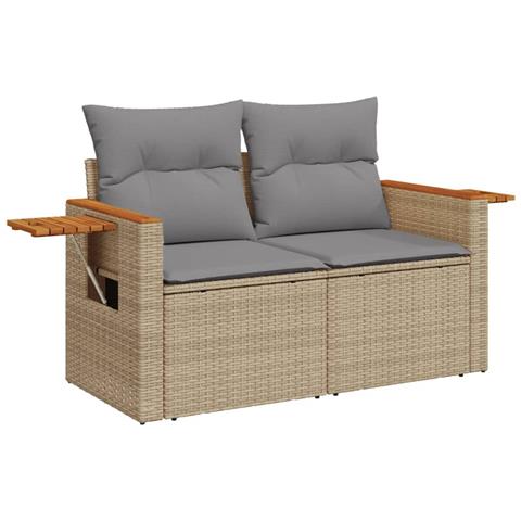 Divano da Giardino con Cuscini a 2 Posti Beige in Polyrattan - Foto 1