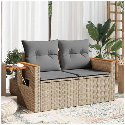 Divano da Giardino con Cuscini a 2 Posti Beige in Polyrattan - Foto 2