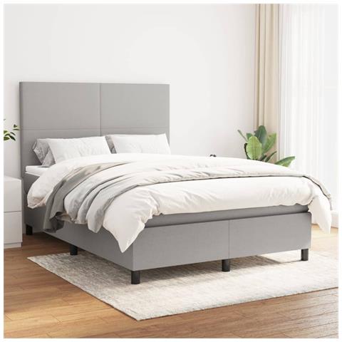 Giroletto a Molle con Materasso Grigio Chiaro 140x200cm Tessuto - Foto 2